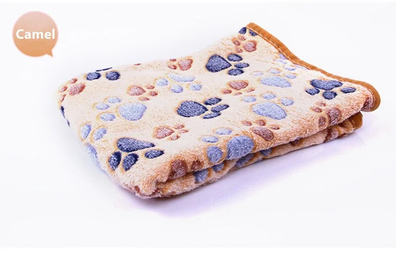 Floral Pet Sleep Warm Paw Print Bed